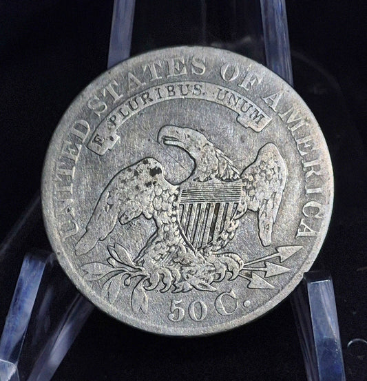1829 Capped Bust Silver Half Dollar 50C Fine Large Letters Full Motto & Liberty