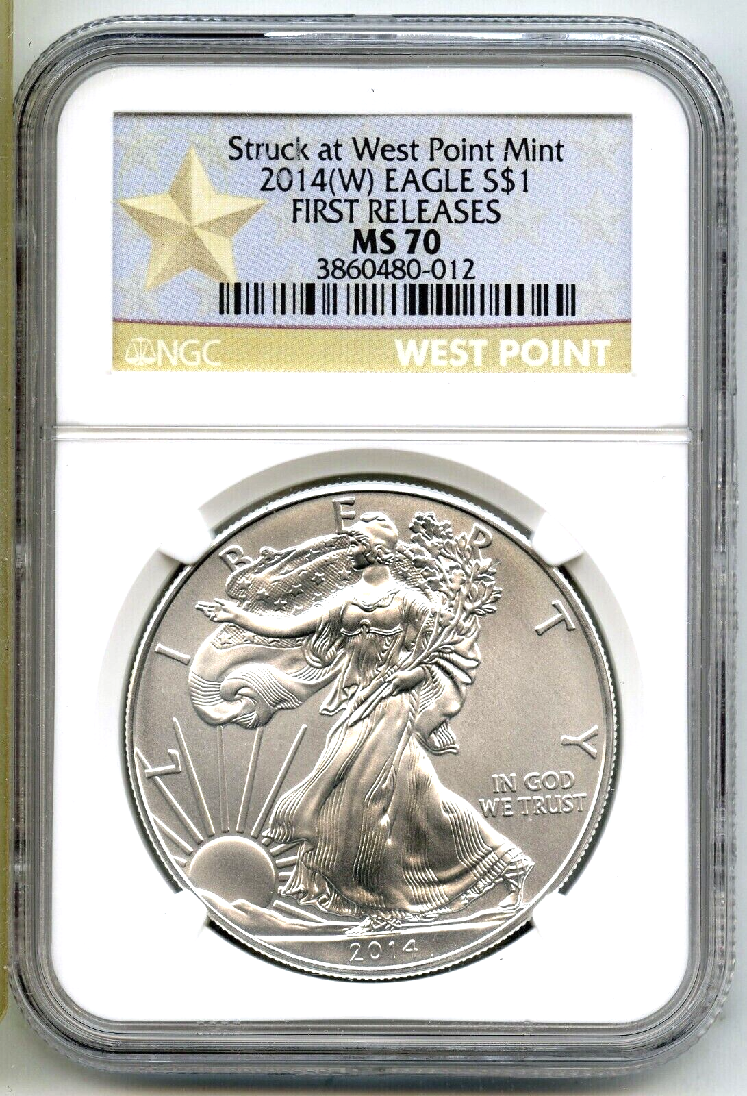 2014(W) American Silver Eagle NGCMS70 FIRST RELEASE West Point Mint .999 Fine