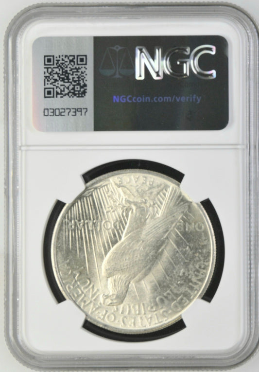 1925 MS62 Peace Silver Dollar 100th Anniversary 2021 Special Label NGC Graded
