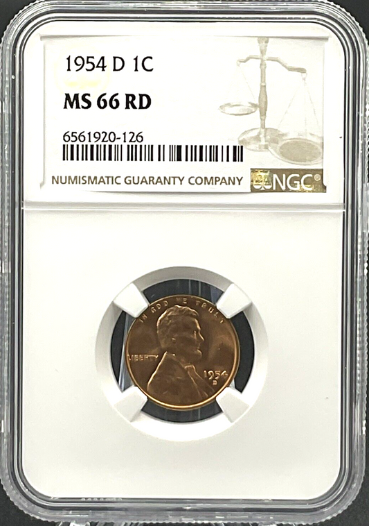 ✅  1954 D  Lincoln 1C Wheat Penny 🔥 NGC MS 65 RD - Crisp Cent Details  ✅