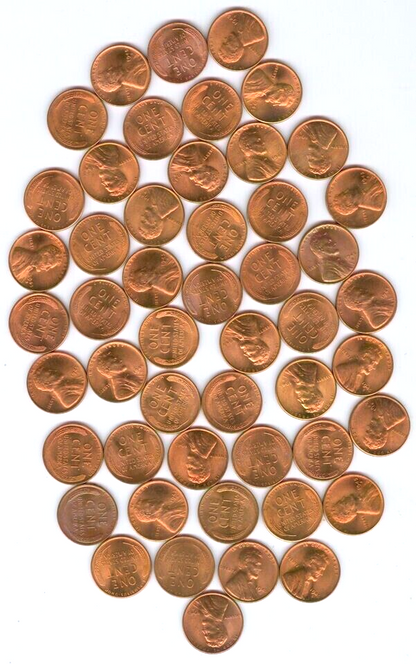 ✅ 1945-S Red Gem BU Lincoln Wheat 1c BRILLIANT UNCIRCULATED From OBW Roll