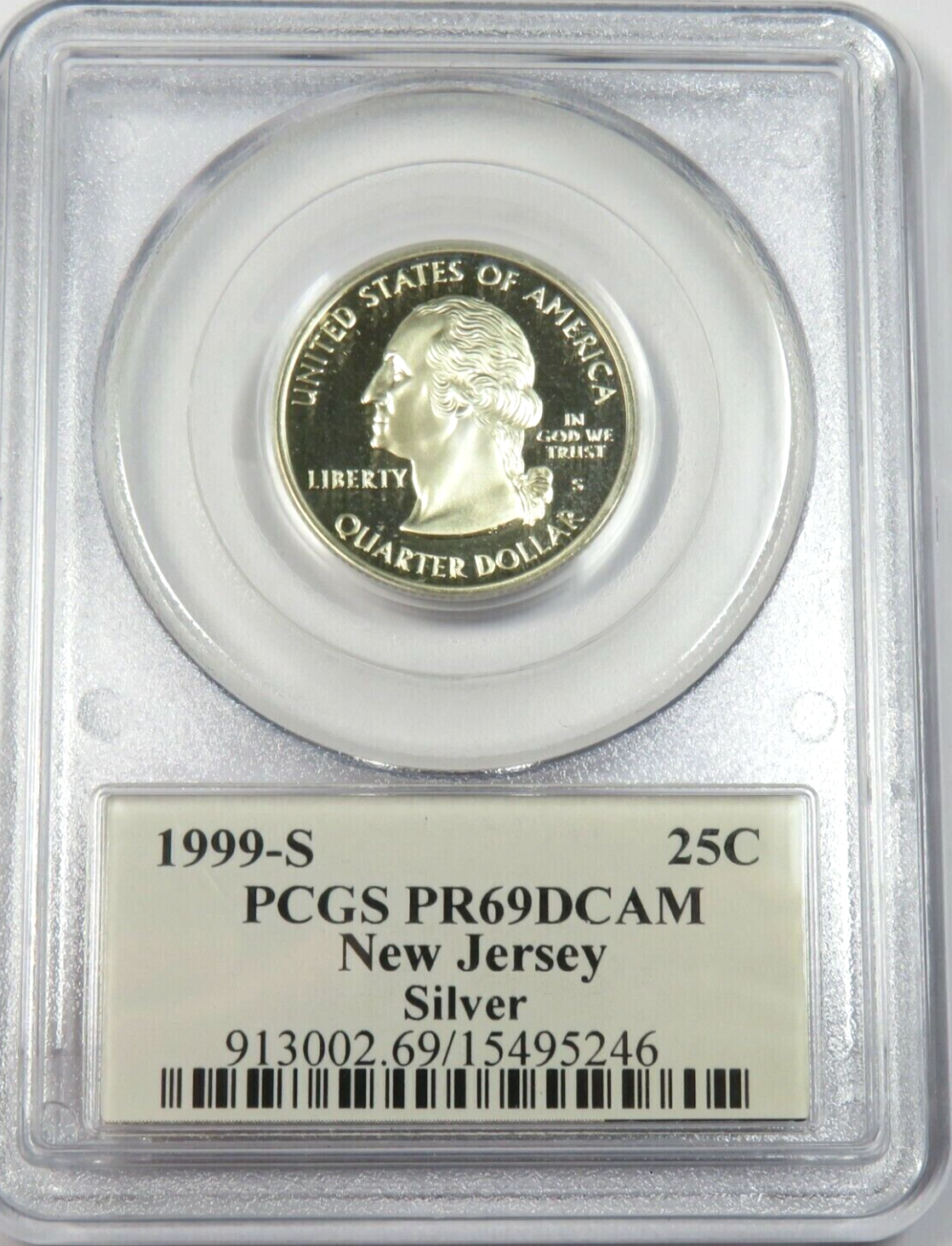 🇺🇸 1999-S PCGS PR69 PROOF DCAM 90% Silver NEW JERSEY Quarter 25c US Coin ⭐️