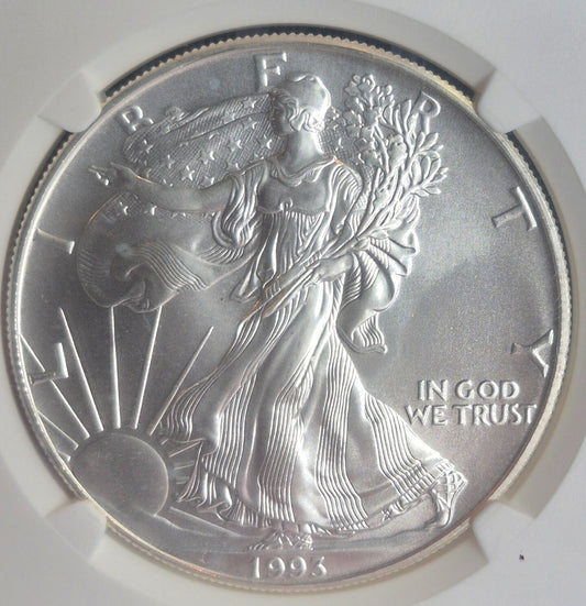 1993 American Silver Eagle One Ounce 99.9 % SILVER NGC 🔥MS69🔥 Brown Label