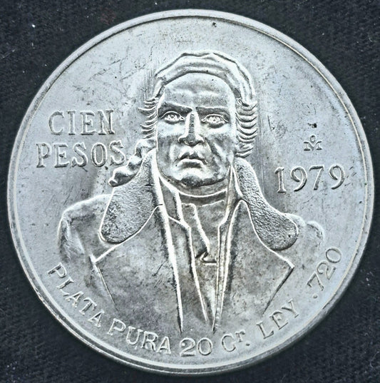 1979 100 Peso Mexico .720% SILVER 19.9 Grams Circulated Incredible MS Details