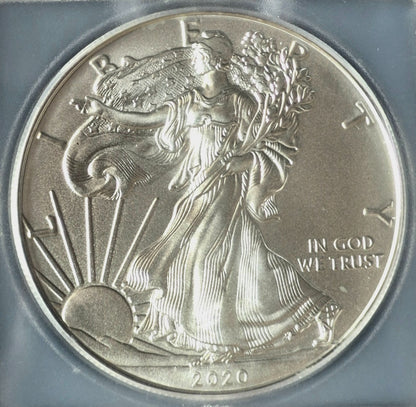 2020 (P) ICG MS70 Emergency Issue T-1 American Silver Eagle Dollar, USA $1 Coin