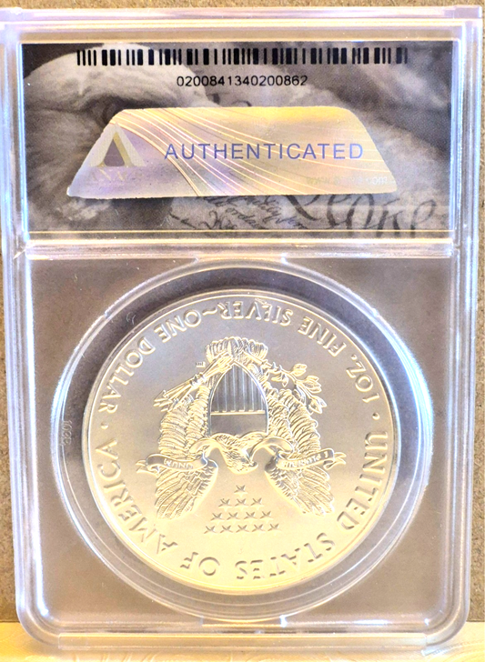 2019 American Silver Eagle One Dollar Coin Graded by ANACS as Near Perfect MS69
