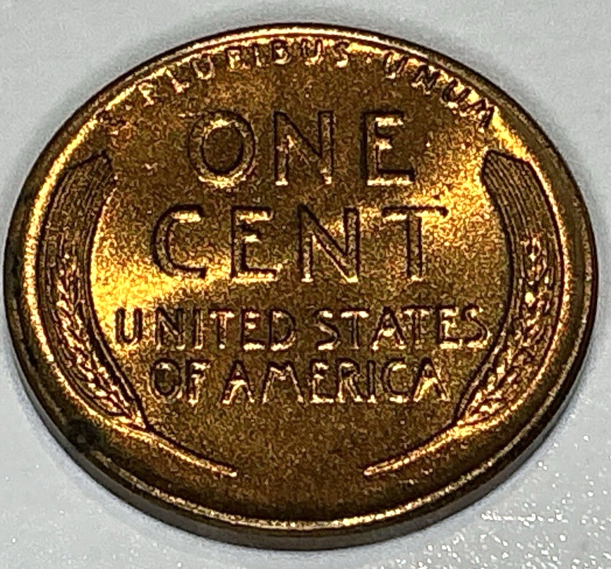 1958 D - Lincoln Wheat Cent - BU (Roll End Toning) Exact GEM Coin Shown