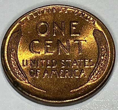 1958 D - Lincoln Wheat Cent - BU (Roll End Toning) Exact GEM Coin Shown