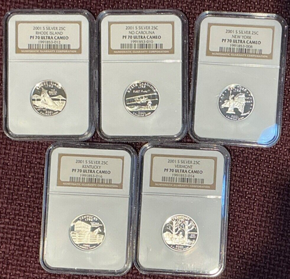 Complete Set SILVER State Quarters & Territories NGC PF70 UCAM  RARE Proof Coins