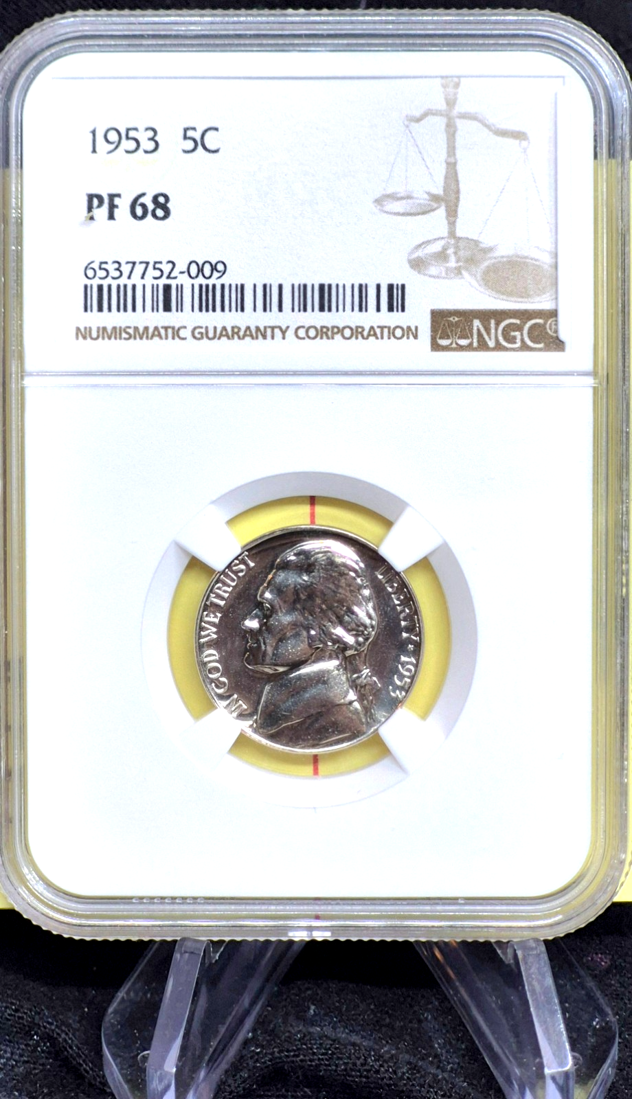 😲 1953 5c PF68 Proof Jefferson Nickel NGC PR68 Ridiculously Nice, Rotated Die