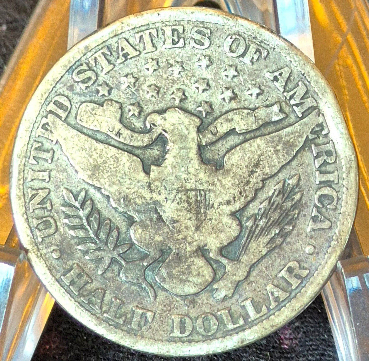 1907 San Francisco Barber Half Dollar 90% Silver 50C Good+ Partial Motto