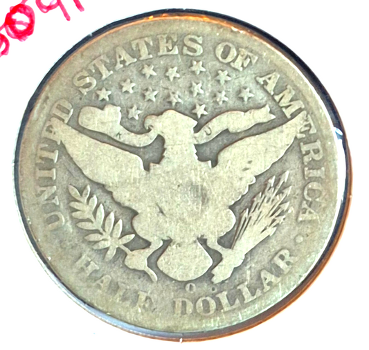 1904 O Barber Half Dollar 90% Silver 50C Circulated Condition May Be AG or Less