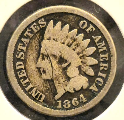 1864  Copper-Nickel 1C Indian Head Cent Choice Highly Collectable VG Condition
