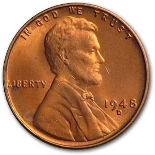 1948-D GEM BU Brilliant Uncirculated Red Wheat Cent Beautiful Sharp Coin