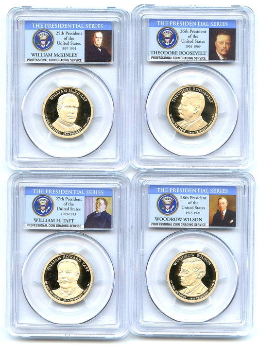✅ 2013 S Presidential Dollars 4 Coin Set PCGS PR69DCAM Wilson Roosevelt Taft