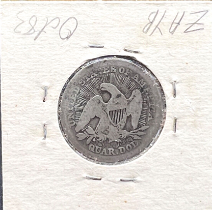1853-P Seated Liberty 90% Silver Quarter Arrows & Rays VERY Old Paper Flip 1983
