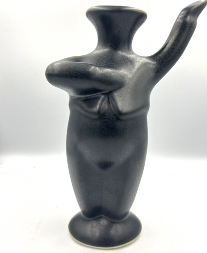 Michael Lambert Signed Studio Pottery Stoneware 🎯 Dancing Black Figural Vase 🎯