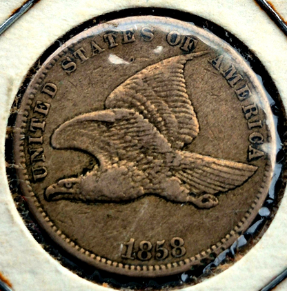 1858 Flying Eagle One Cent Finer Details Small Letter in Vintage Flip Last Year