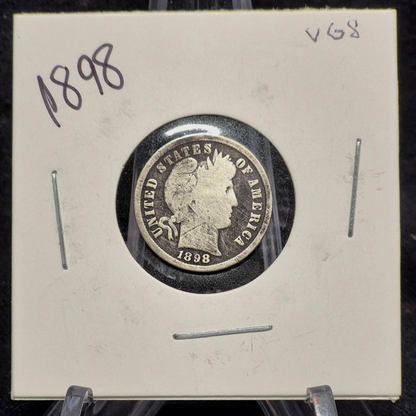 1898 Barber Dime 🥈90% Silver🥈Good Detailed Circulated Condition