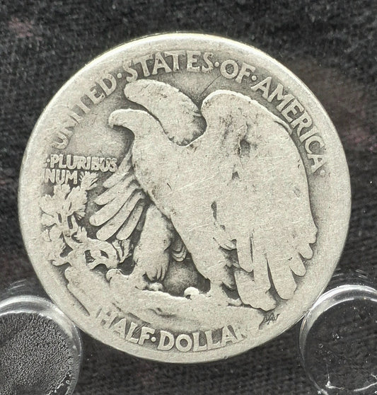 1916D Walking Liberty 90% Silver Half Dollar First Yr Obv Mint Mark Better Date