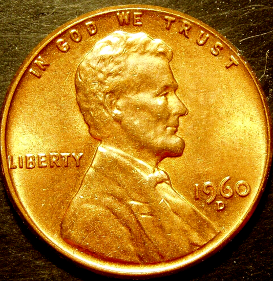 1960 D Large Date 1c Lincoln Memorial Cent BU Uncirculated Coin From Mint Roll