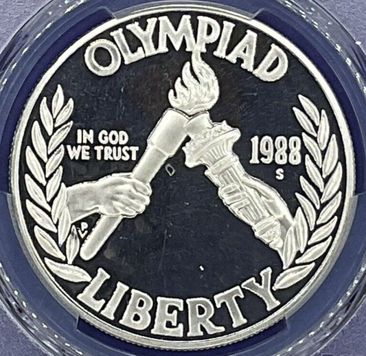 1988-S $1 SILVER PROOF Olympic 🏆 Commemorative Dollar PCGS PR69 DCAM BLUE LABEL
