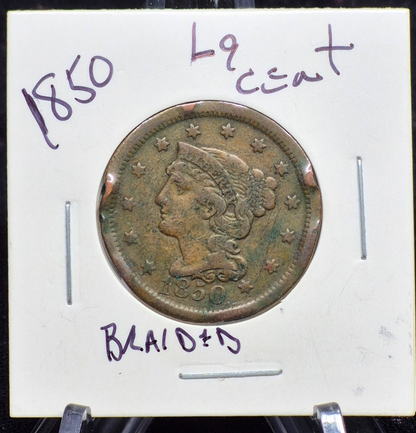 1850 Braided Hair Large Cent 🔥Very Nice Crisp Details🔥