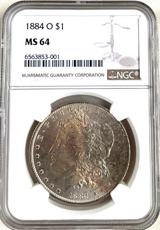 ✅ 1884-O MS64 NGC Morgan Silver Dollar Golden Toned Titan $1 Coin GEM