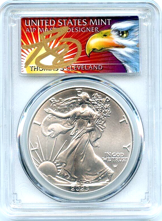 2023 $1 American Silver Eagle 1oz PCGS MS70 First Strike 1/500 Thomas Cleveland