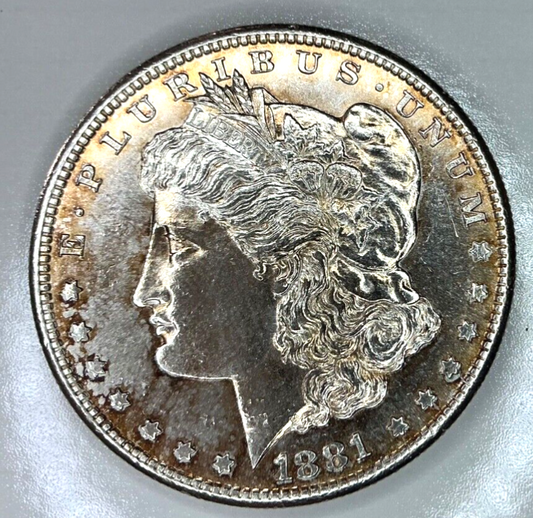 1881 S Morgan $1 Dollar 90% Silver BU Obverse Toned Uncirculated Coin
