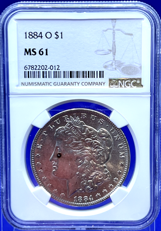 1884 O Morgan Silver Dollar NGC MS-61 Blast White Sharp Strike 90% Coin