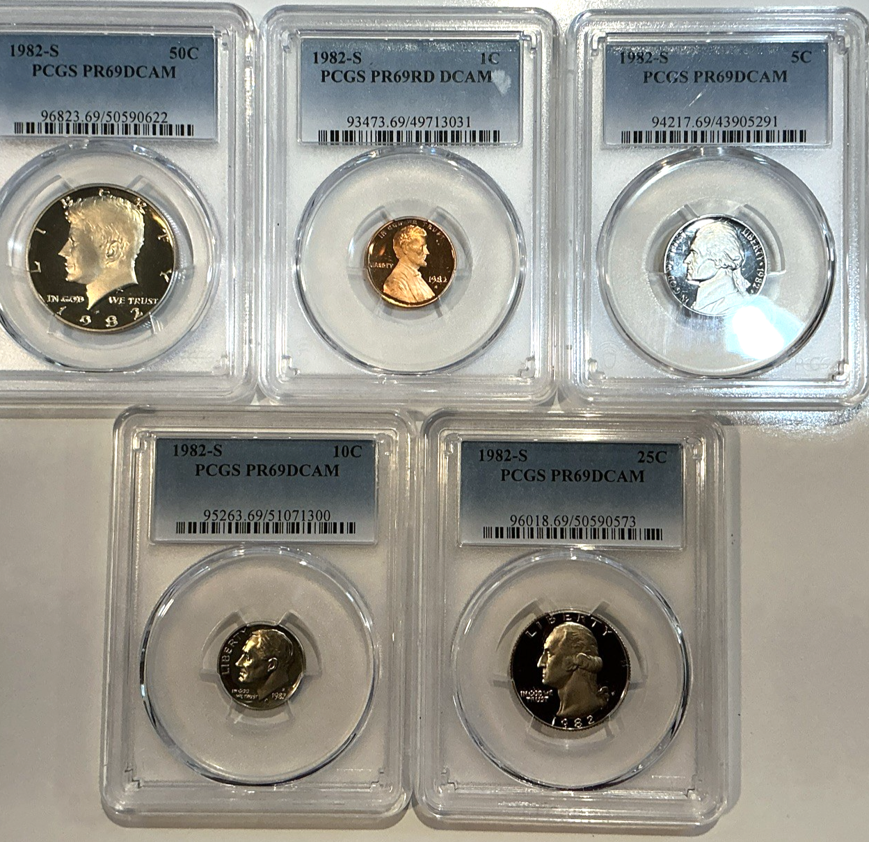 1982-S Proof Set Date 5 Coin Newly Graded PCGS PR69 DCAM Perfect Gift
