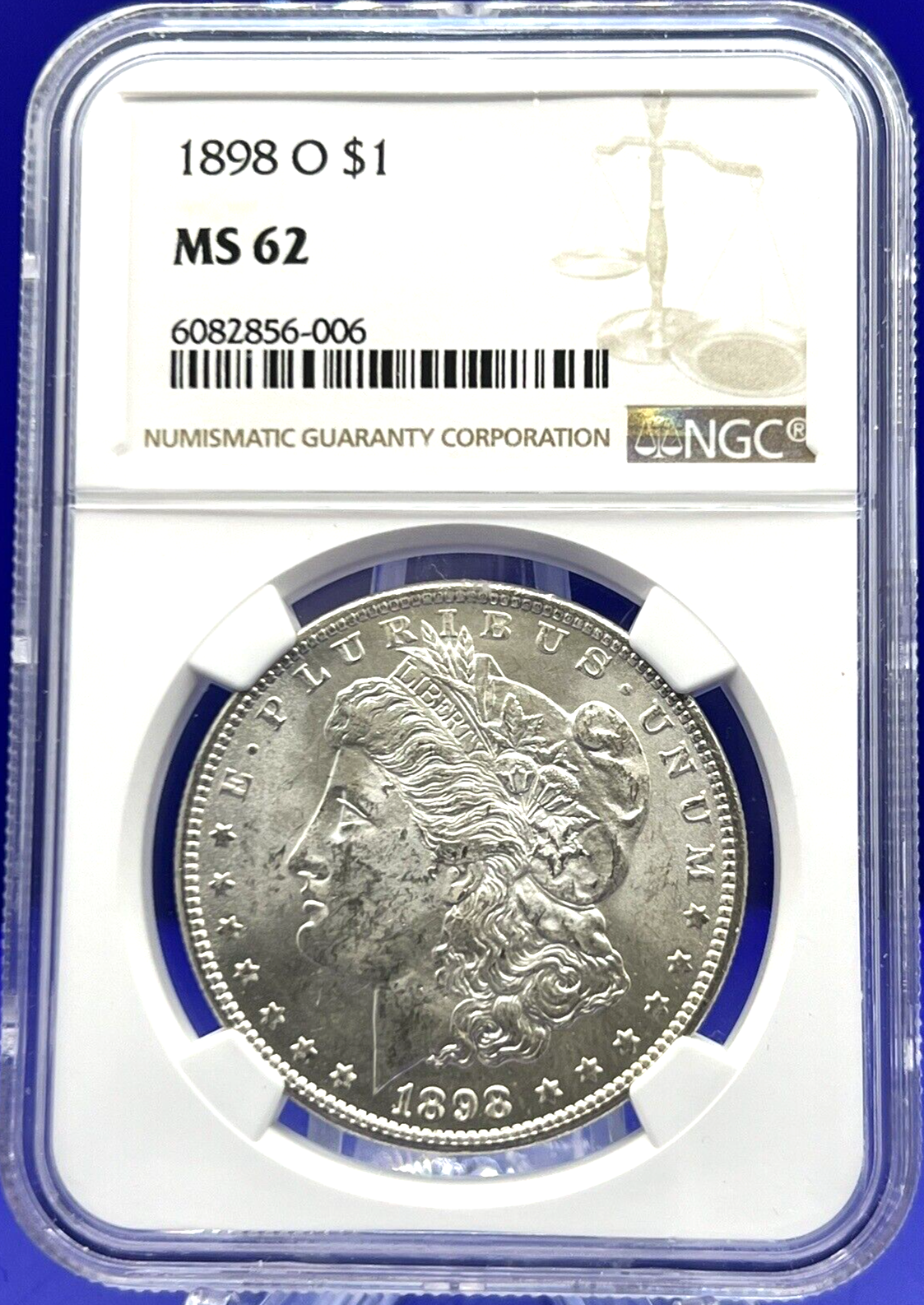 1898-O Morgan Silver Dollar NGC MS62 Shiny Uncirculated $1 Coin
