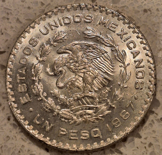 1967-MO Mexico 1 Peso VF Lettered Edge 🔥1.6 Grams SILVER🔥Exceptional Condition