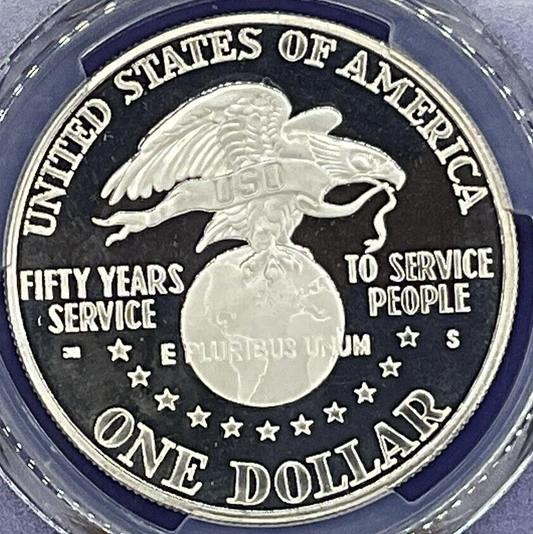 🎗️ 1991-S $1 USO COMMEMORATIVE SILVER DOLLAR PROOF COIN PCGS PR69DCAM 🎗️