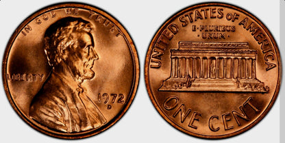 1972 D Lincoln Memorial BU Brilliant Uncirculated 1C From 🔥OBW Bank Roll🔥