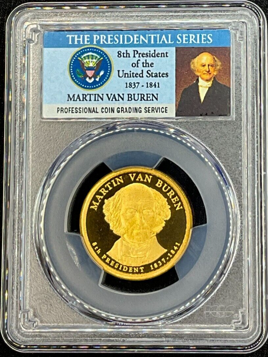 ✅ 2008-S $1 Martin Van Buren PCGS PR69 DCAM Presidential Dollar Coin Photo Label