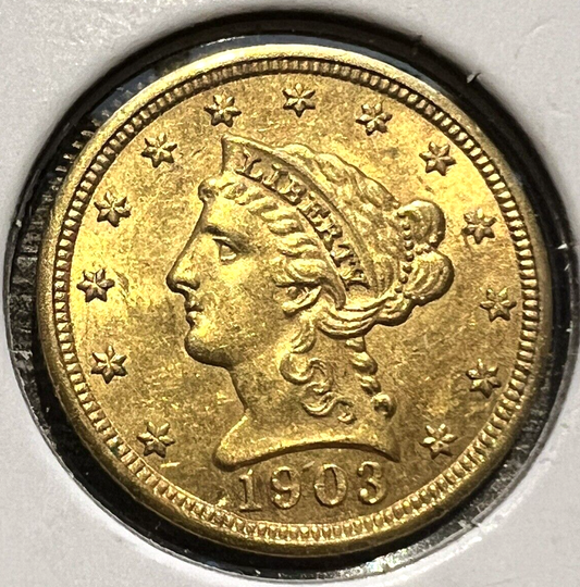 🔥 1903 SIGMA VERIFIED $2.50 Liberty Head Gold Quarter Eagle Pre1933 AU/BU Coin