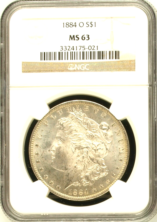 🔥 MS63 1884-O Morgan Silver NGC Graded $1 Dollar Coin 90% Fine