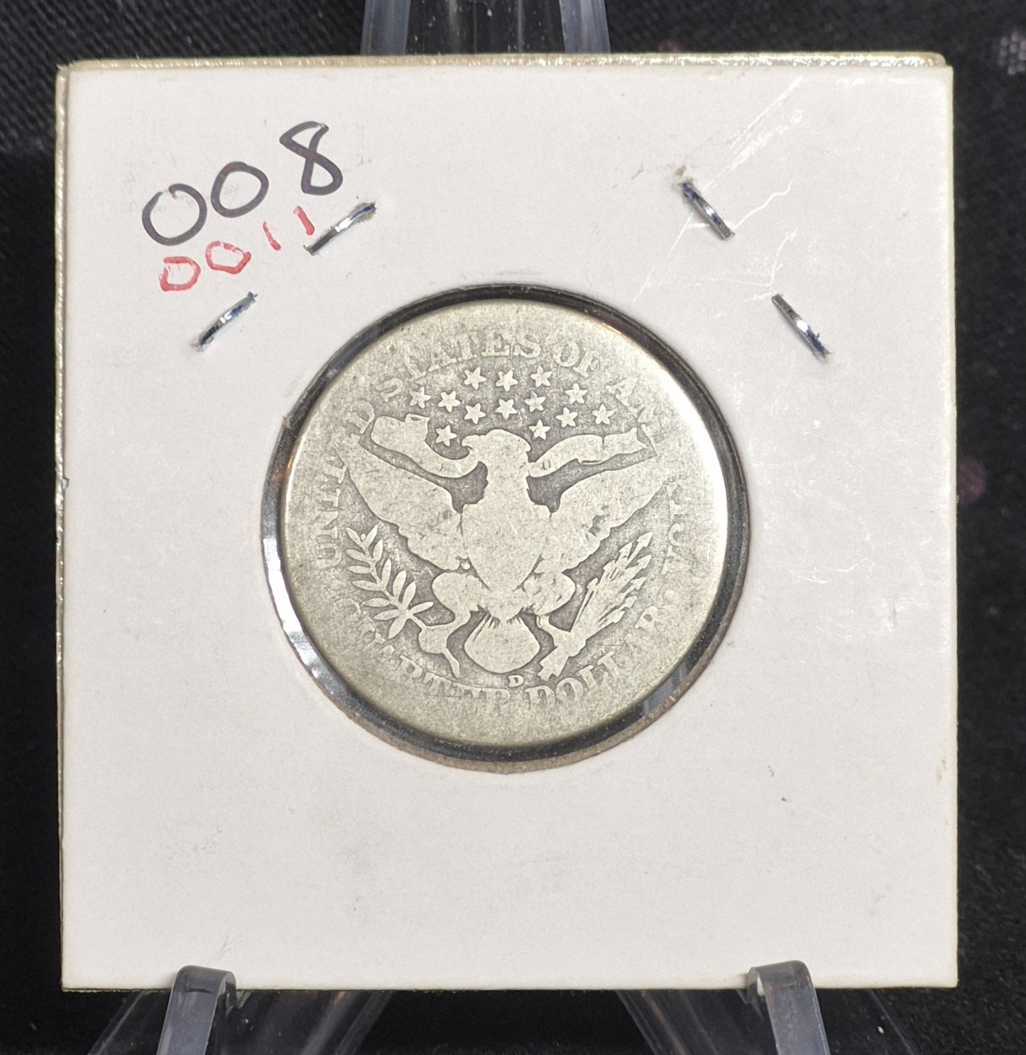 1914 D Barber Silver Quarter 90 % SILVER About Good Condition Partial Motto