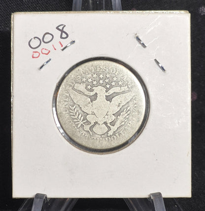 1914 D Barber Silver Quarter 90 % SILVER About Good Condition Partial Motto
