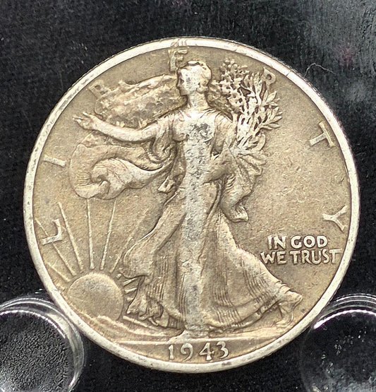 1943 S Walking Liberty Half Dollar 90% Silver VF Circulated Features 50C