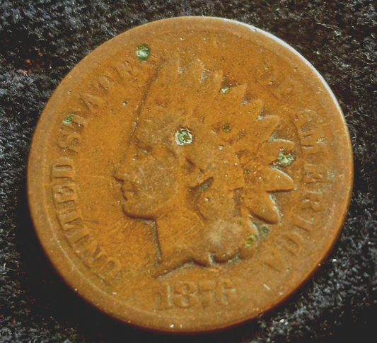 🔥1876 1C BN Indian Cent Penny 💰Premium Date💰 Almost 150 yrs Old AG-G Features