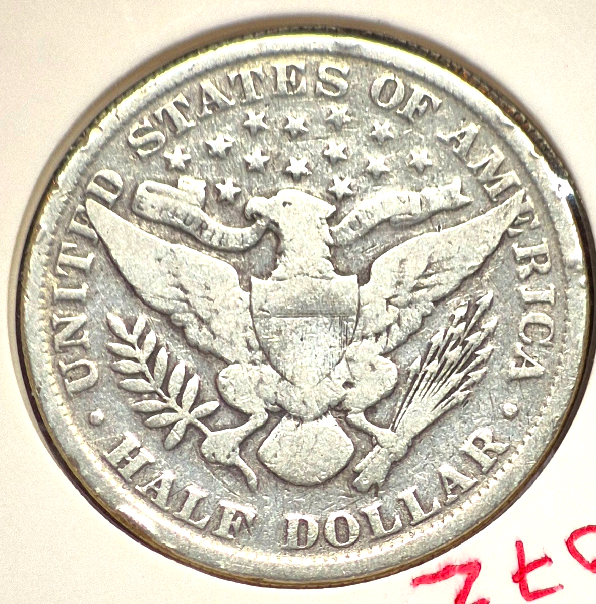 1899 Barber Half Dollar 90% Silver 50C Circulated Partial Motto Full Rims Crisp