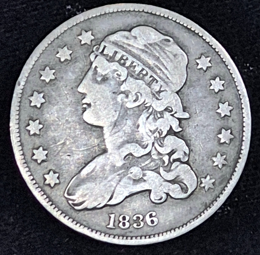 1836 Capped Bust Quarter 90% Silver Type Two Full Rims Very Fine Sharp Details