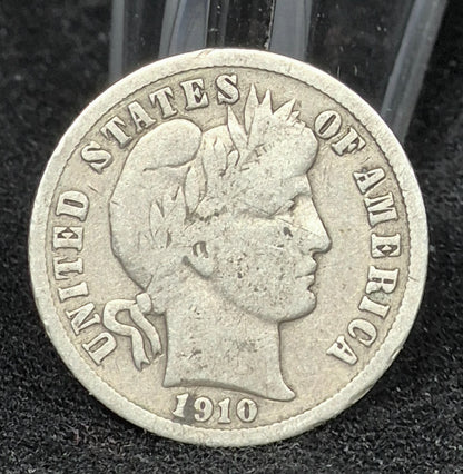 1910 D Barber Dime 🥈90% Silver🥈Very Fine Features Circulated Partial Liberty