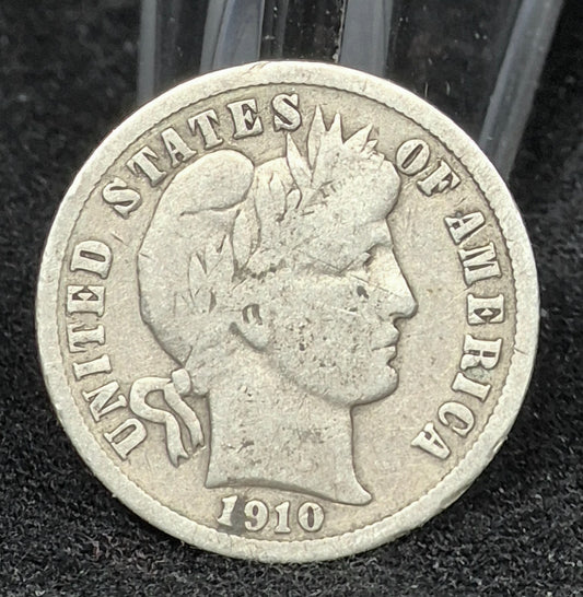 1910 D Barber Dime 🥈90% Silver🥈Very Fine Features Circulated Partial Liberty