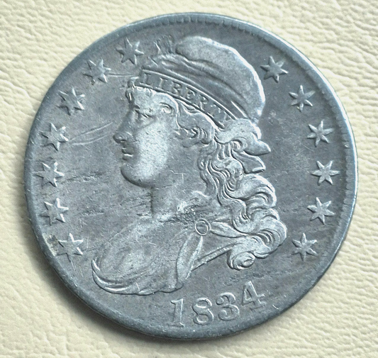 1834 Cap Bust Half Dollar Full Letter Edge Large Letter Large Date XF Features