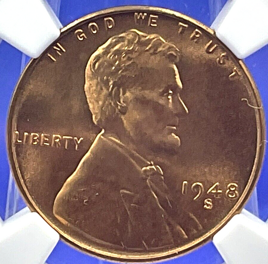 ✅  1948 S Lincoln Wheat Cent NGC MS 66 RD EXTRA SHARP Coin RED Luster Penny ✅