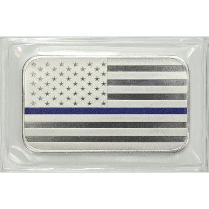 👮THIN BLUE LINE Protect Serve Integrity .999 Fine 1 Oz SILVER Bar We Got Your 6